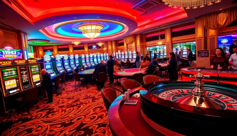 Experience the excitement at f8bet casino with players winning at poker and vibrant slot machines.